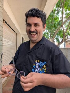 zebra embroidered cuban half sleeve shirt