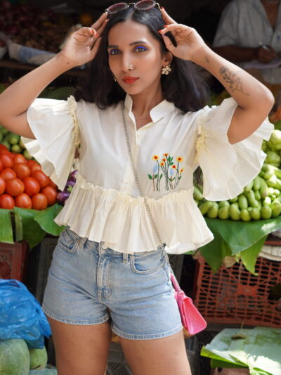 Ruffle sleeve blouse